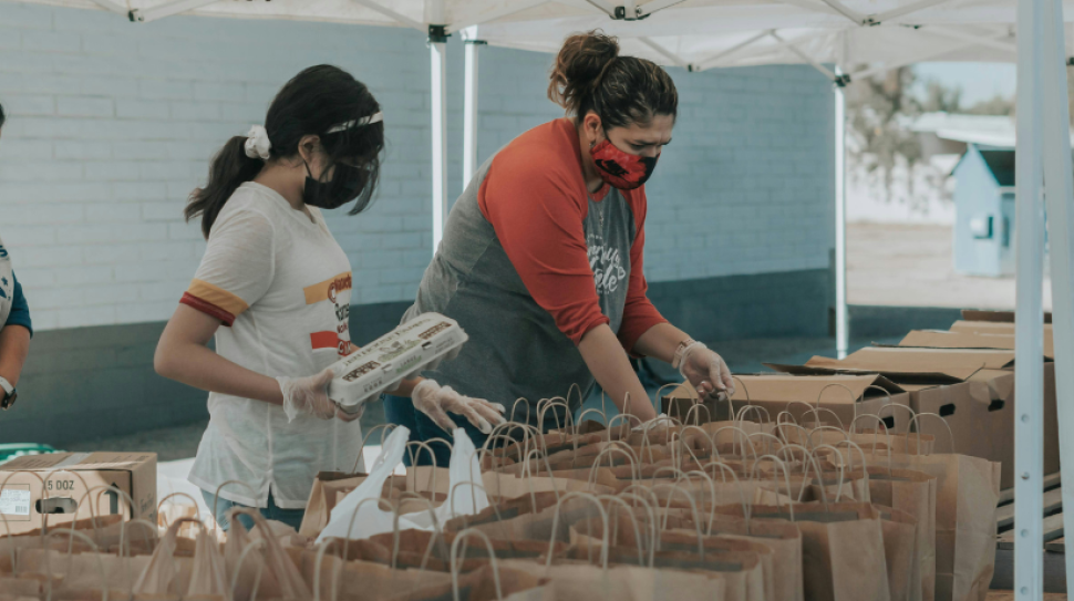 volunteers helping community